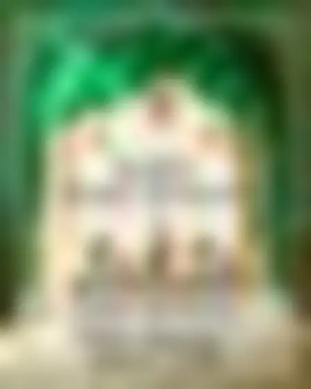 Poster Design AI image prompt for a arabesque emerald and gold baby shower: deep emerald and gold arabesque ornament inside an Islamic arch frame with hanging lanterns and refined calligraphic lettering. Written for GPT Image on a 2:3 canvas, with lighting, materials, lens, angle and composition direction included.